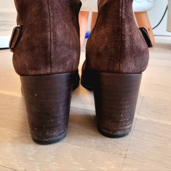 Cole Haan Brown Suede Chelsea Boots Sz 8.5 Mid Calf High Heel - Picture 3 of 5